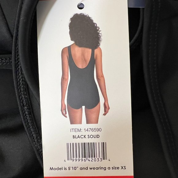 New Lands' End New Tugless Tank Swim Suit Scoop Neck Soft Cup Modest  Black M - Picture 8 of 9